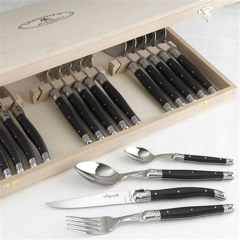 laguiole stainless steel flatware set in box|jean dubost laguiole cutlery set.